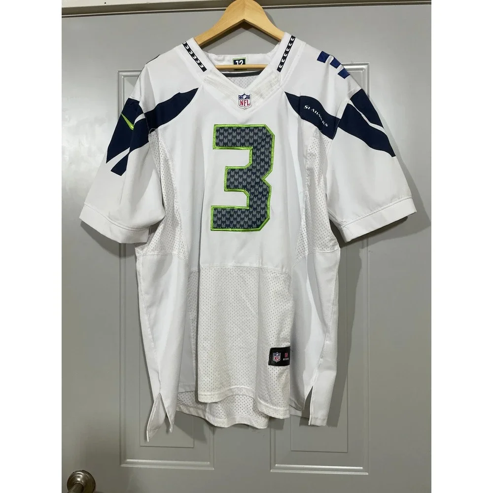 Nike Russell Wilson Seahawks Jersey‎ Mens 52 White Excellent NFL On Field 3